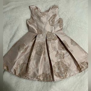 Girls metallic floral jacquard pleated dress